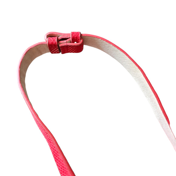 Ellen Tracy Red Silver Patent Leather Western boho Concho hook skinny belt S main image 7